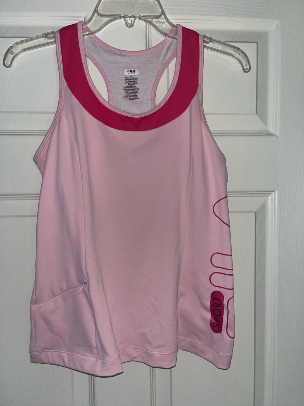 Fila Light Pink Athletic Tank with Dark Pink Trim